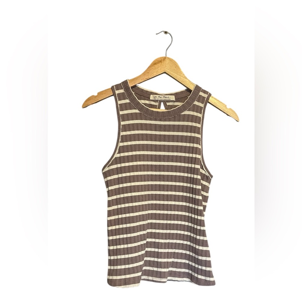 We The Free Purple and White Striped Tank Top